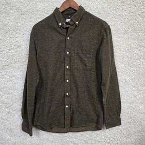 Gustin Button Down Shirt Mens Large Brown Cotton Flannel Made in USA